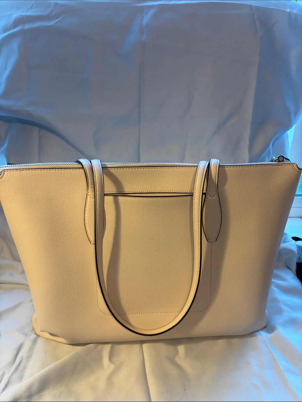 Kate Spade Cream Leather 13” Laptop Work Tote with dust bag